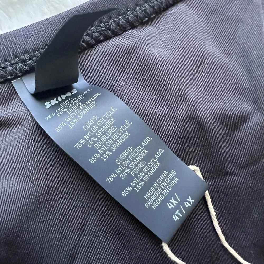 SKIMS Recycled Swim Micro Tanga Bikini Bottom Onyx Black Size 4X SW-TAN-0147 NWT